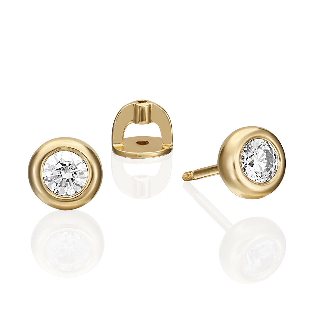 Серьги-пусеты из лимонного золота с фианитом 02-4497-00-501-1130-38