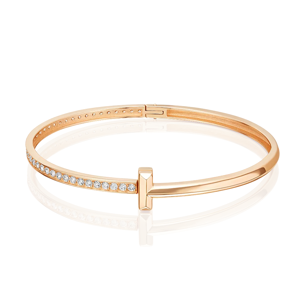 Браслет жесткий из красного золота с фианитами 05-0862-00-401-1110