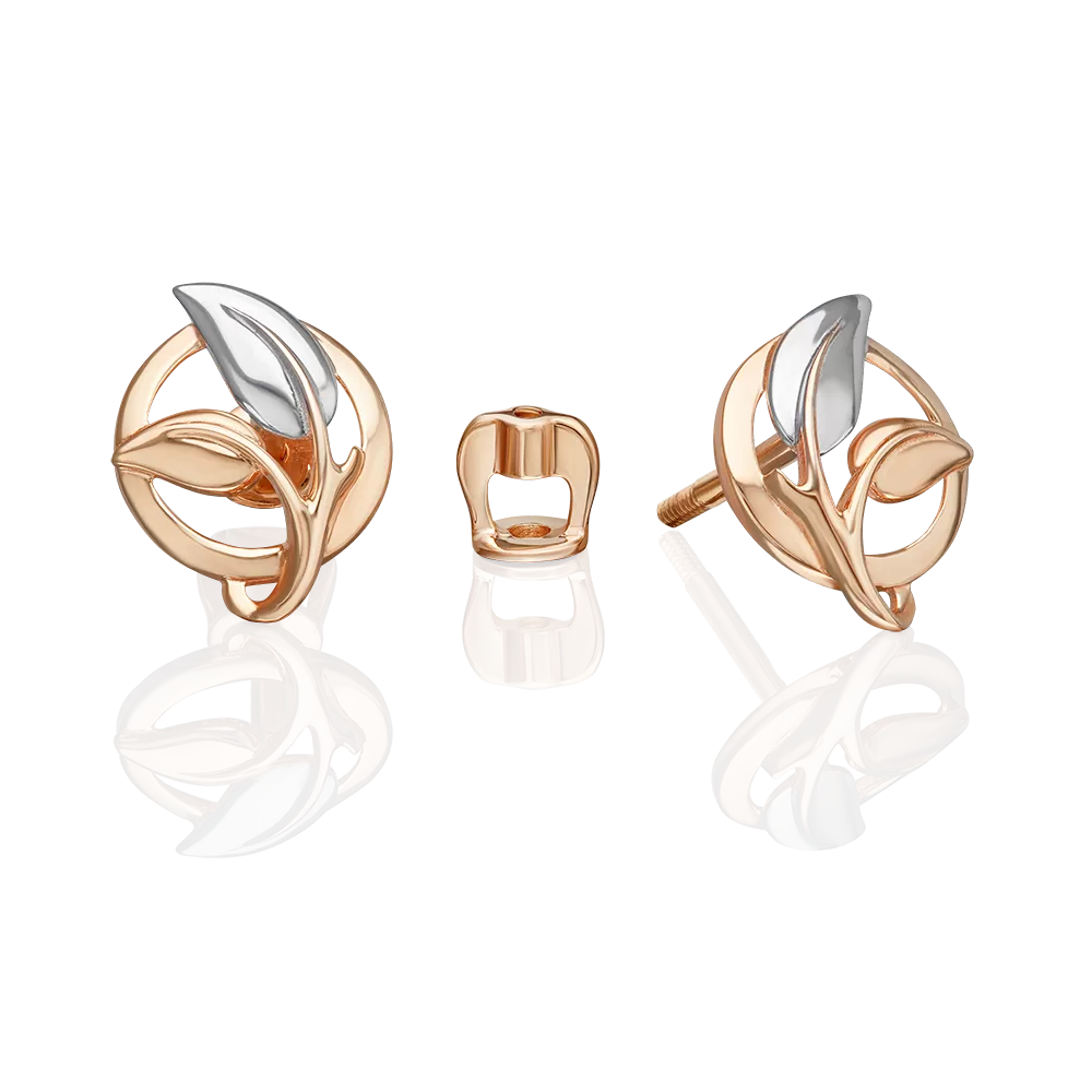 Серьги-пусеты «Золотые ветви» из красного золота 02-5409-00-000-1110