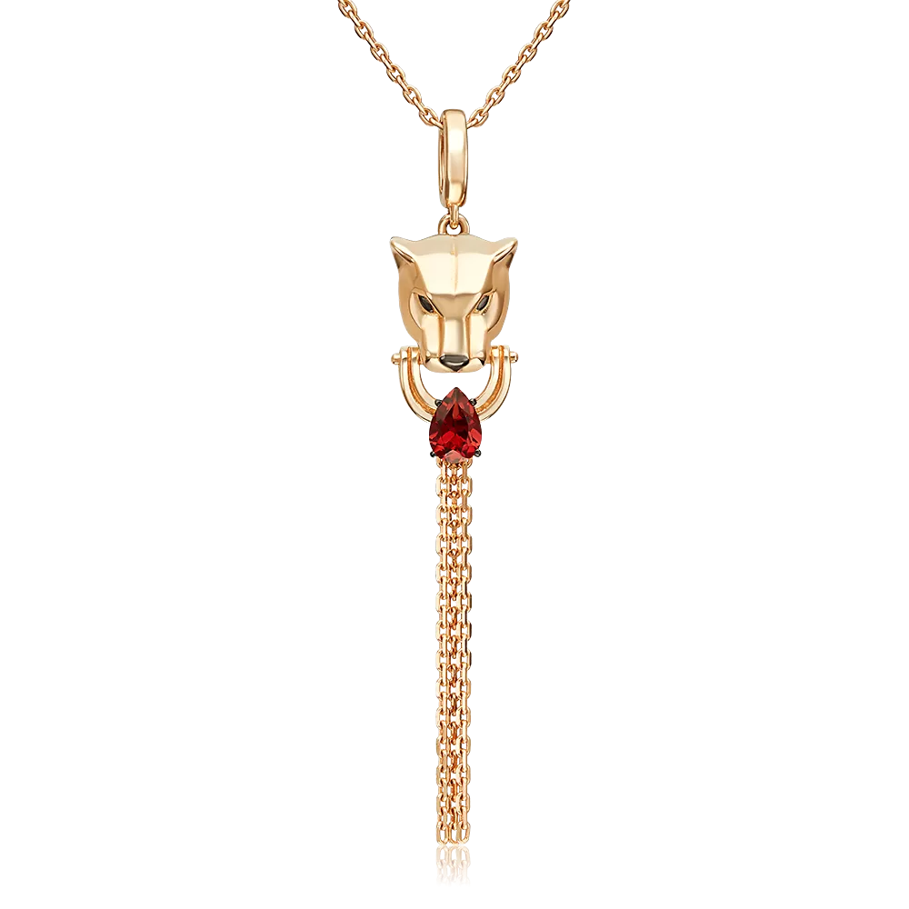 Подвеска «Пантера» из красного золота с гранатом 03-3628-00-204-1110