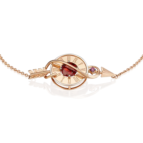 Браслет «Обгоняя время» (пожелание удачи) из комбинированного золота с гранатами 05-0654-00-204-1111-76