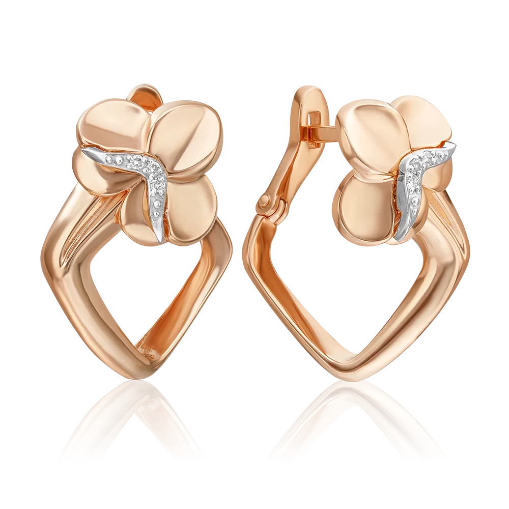 Серьги с английским замком из комбинированного золота с бриллиантами 02-5000-00-101-1111