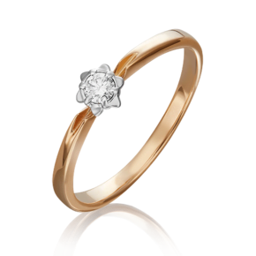 Кольцо из комбинированного золота c бриллиантом 01-1008-00-101-1111-30