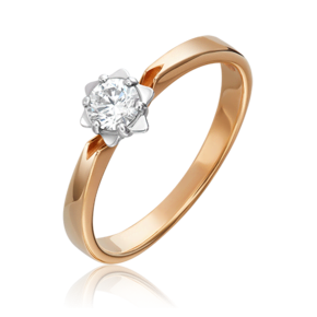 Кольцо из комбинированного золота c бриллиантом 01-1016-00-101-1111-30