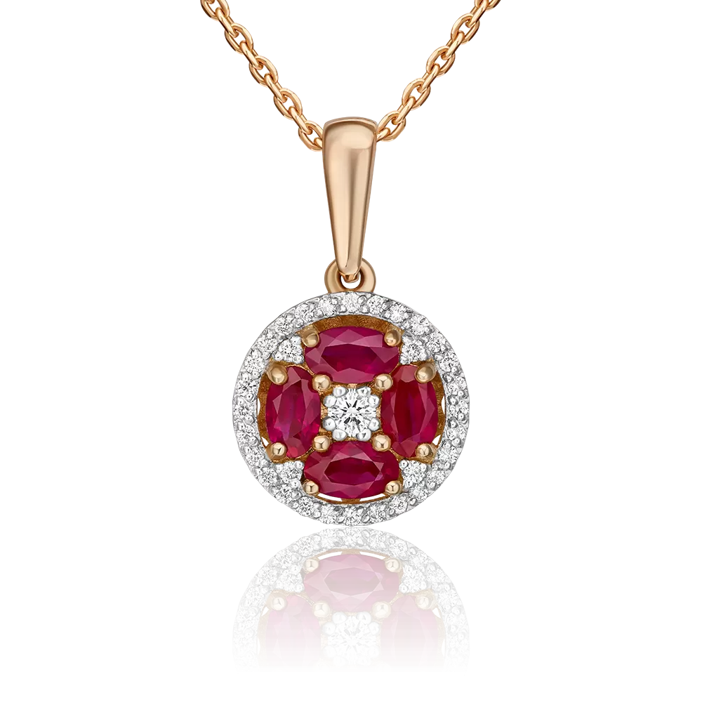 Подвеска из красного золота с рубинами и бриллиантами 03-0519-00-107-1110-30