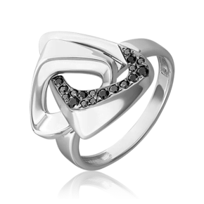 Кольцо из серебра c чёрными фианитами 01-5639-00-402-0200