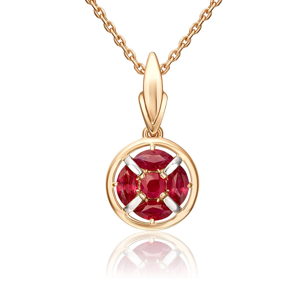 Подвеска из красного золота с рубинами 03-3632-00-104-1110