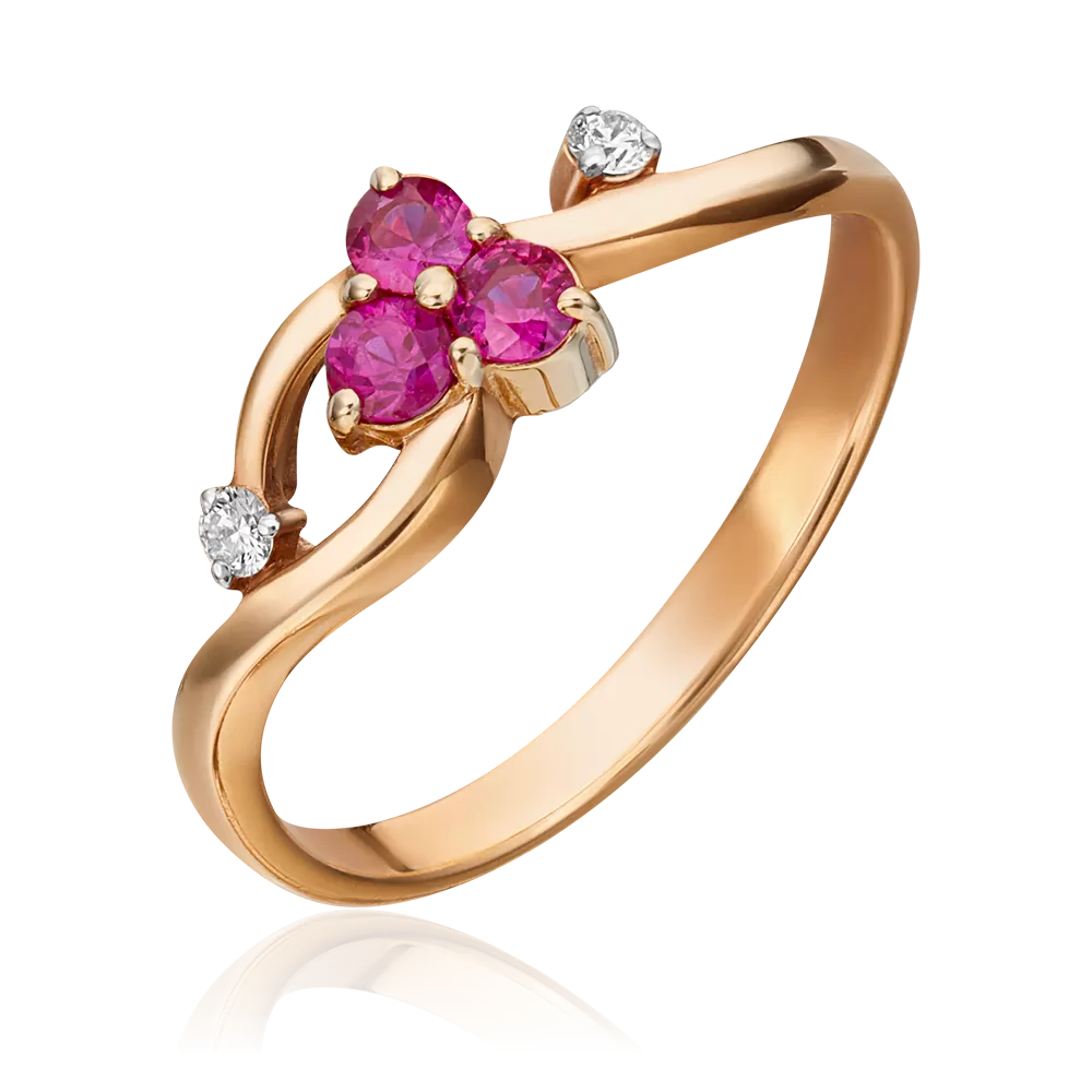 Кольцо из красного золота с рубинами и бриллиантами 01-0674-00-107-1110-30