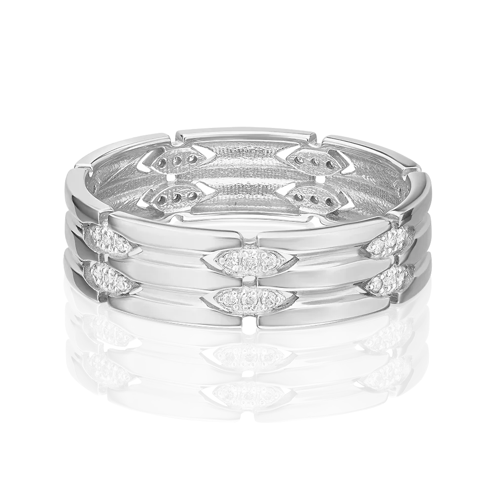 Обручальное кольцо из белого золота с бриллиантами 01-0681-00-101-1120-30