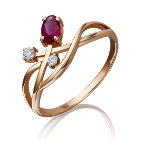 Кольцо из красного золота с рубином и бриллиантом 01-0686-00-107-1110-30