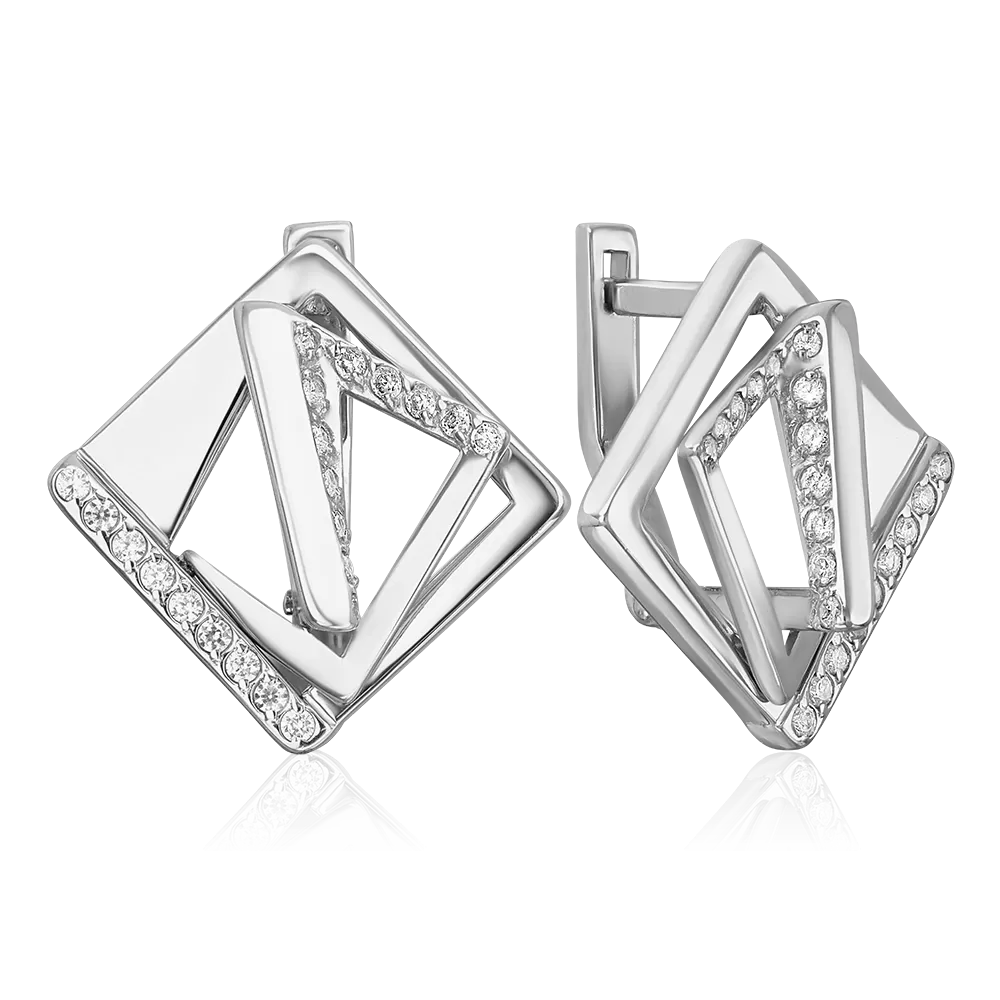 Серьги с английским замком из серебра с фианитами 02-5144-00-401-0200