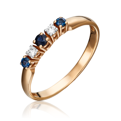 Кольцо из красного золота c сапфирами и бриллиантами 01-0289-00-105-1110-30