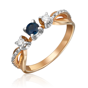 Кольцо из комбинированного золота c сапфиром и бриллиантами 01-0335-00-105-1111-30