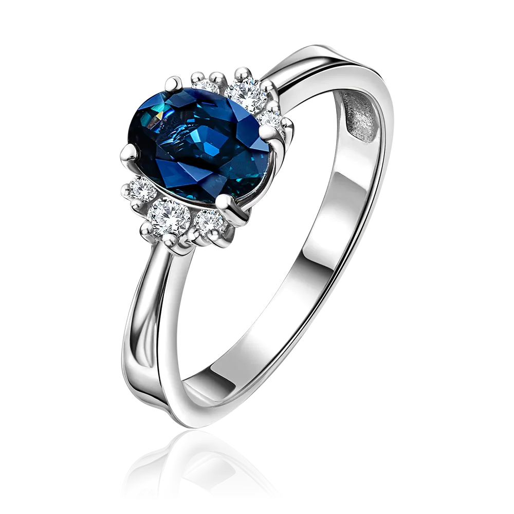 Кольцо из белого золота с сапфиром и бриллиантами 01-0344-00-105-1120-30