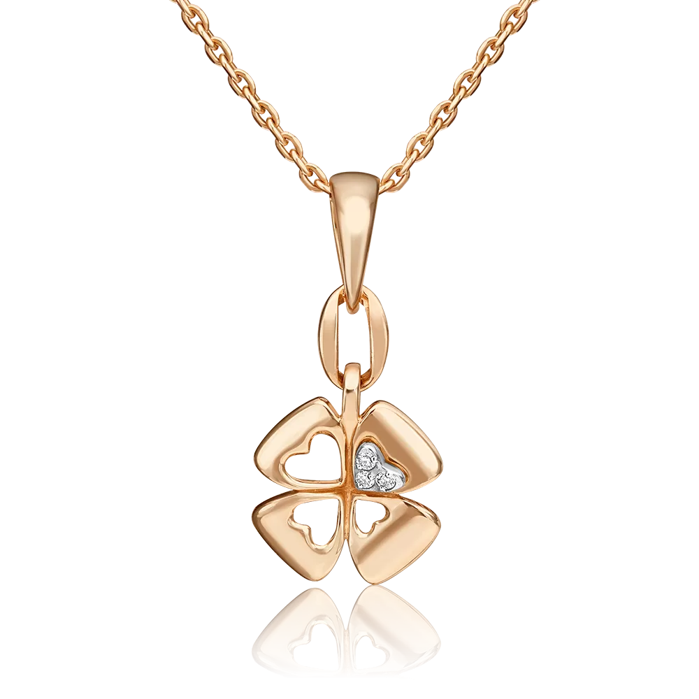 Подвеска «Клевер. Незабываемые моменты» из комбинированного золота с бриллиантами 03-3284-00-101-1111