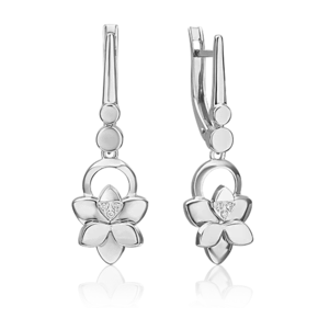 Серьги с английским замком из белого золота c бриллиантами 02-4996-00-101-1120