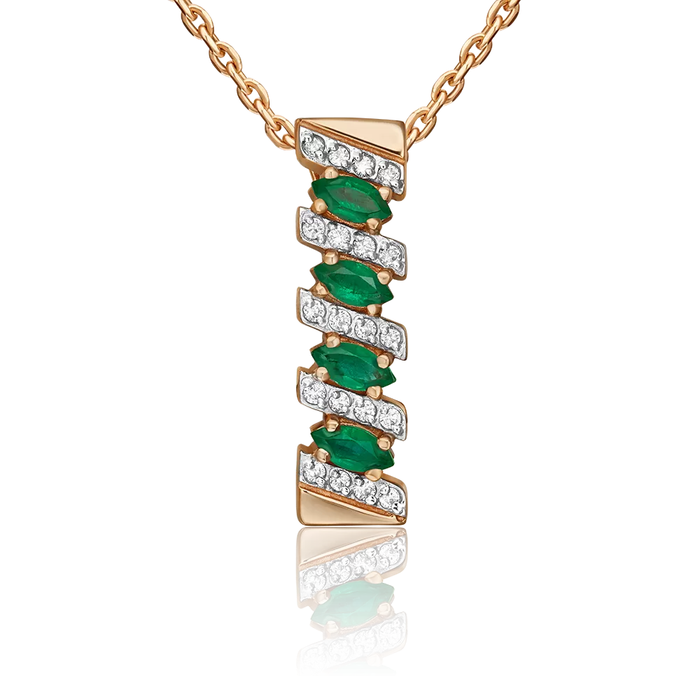 Подвеска из красного золота с изумрудами и бриллиантами 03-0086-00-106-1110-30