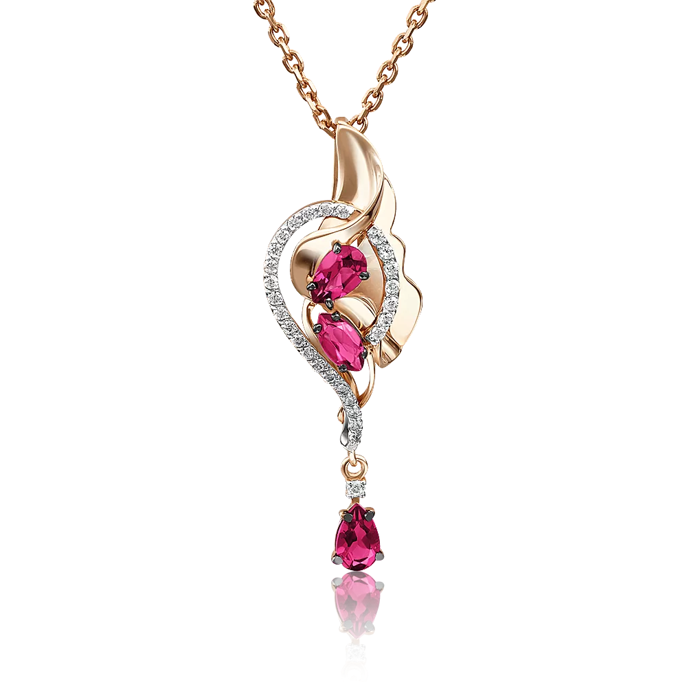 Подвеска из красного золота с рубинами и бриллиантами 03-2862-00-107-1110-30