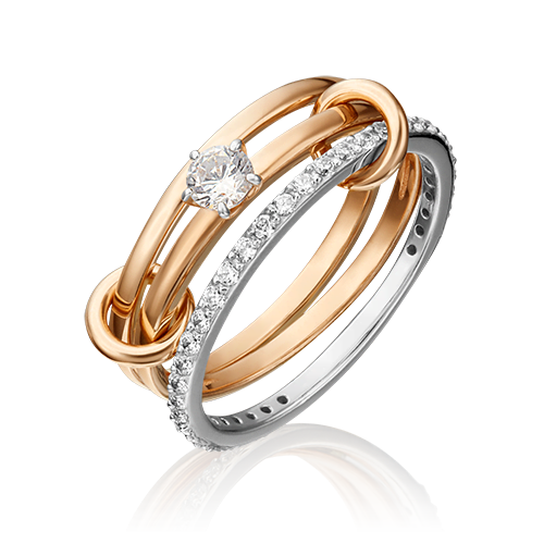 Кольцо из комбинированного золота c фианитами 01-5411-00-401-1111-24