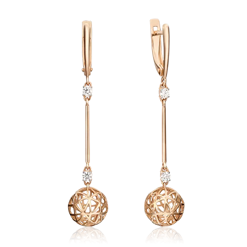 Серьги с английским замком из красного золота с фианитами 02-4527-00-501-1110-67