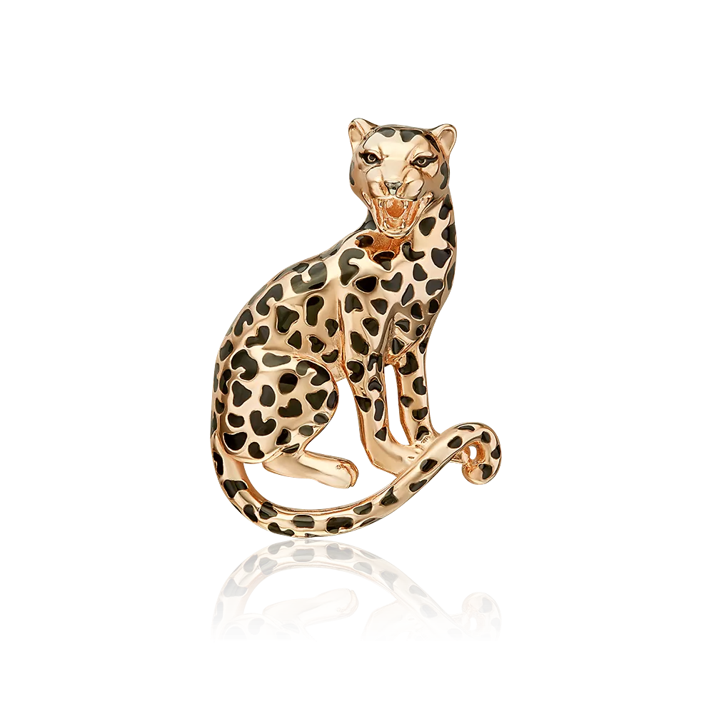 Брошь «Леопард» из красного золота с эмалью 04-0300-00-000-1110