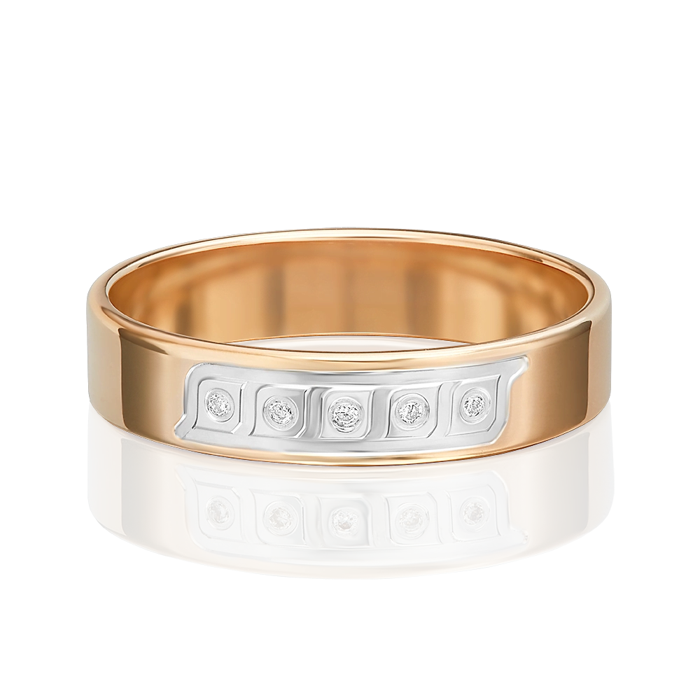 Обручальное кольцо из красного золота с бриллиантами 01-1198-00-101-1110-30