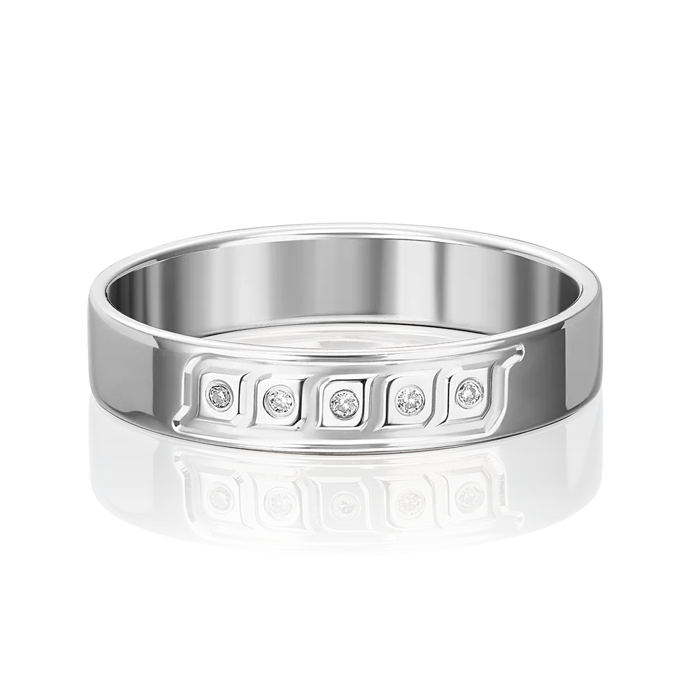 Обручальное кольцо из белого золота с бриллиантами 01-1199-00-101-1120-30