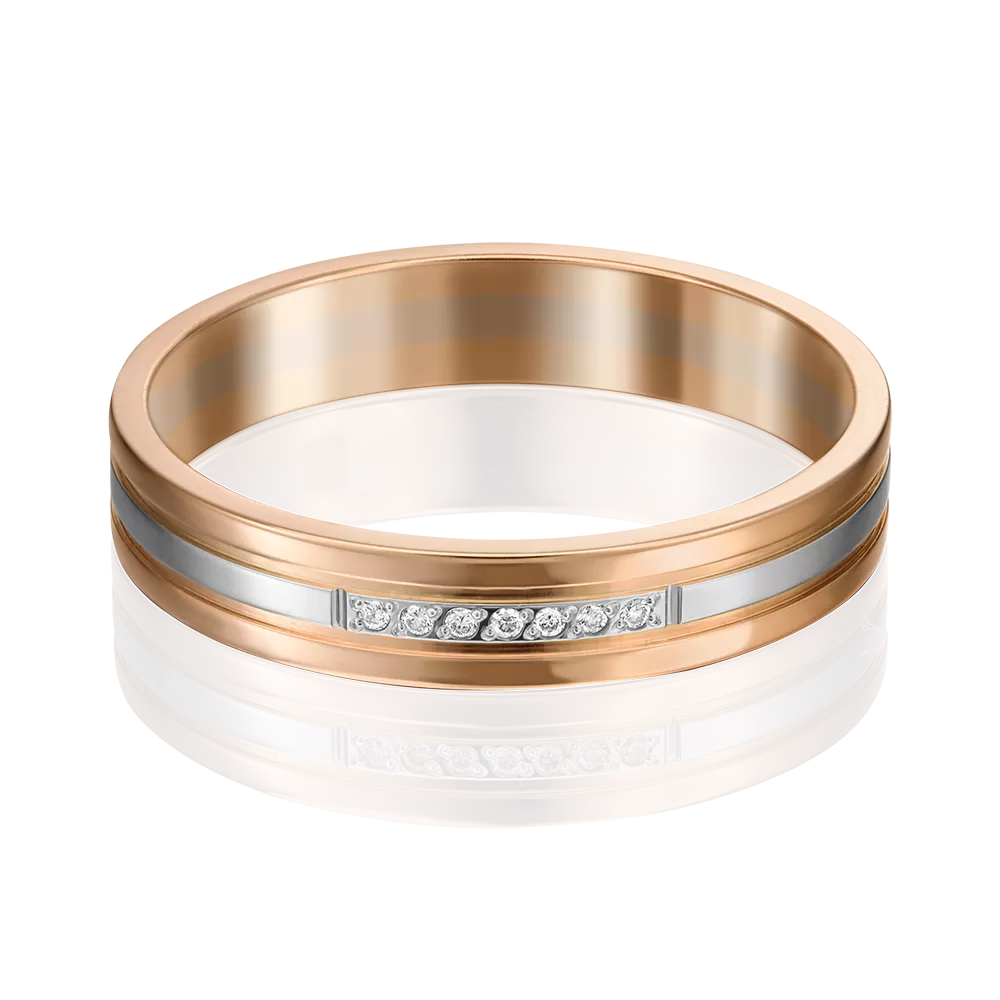 Обручальное кольцо из комбинированного золота с бриллиантами 01-1204-00-101-1111-30