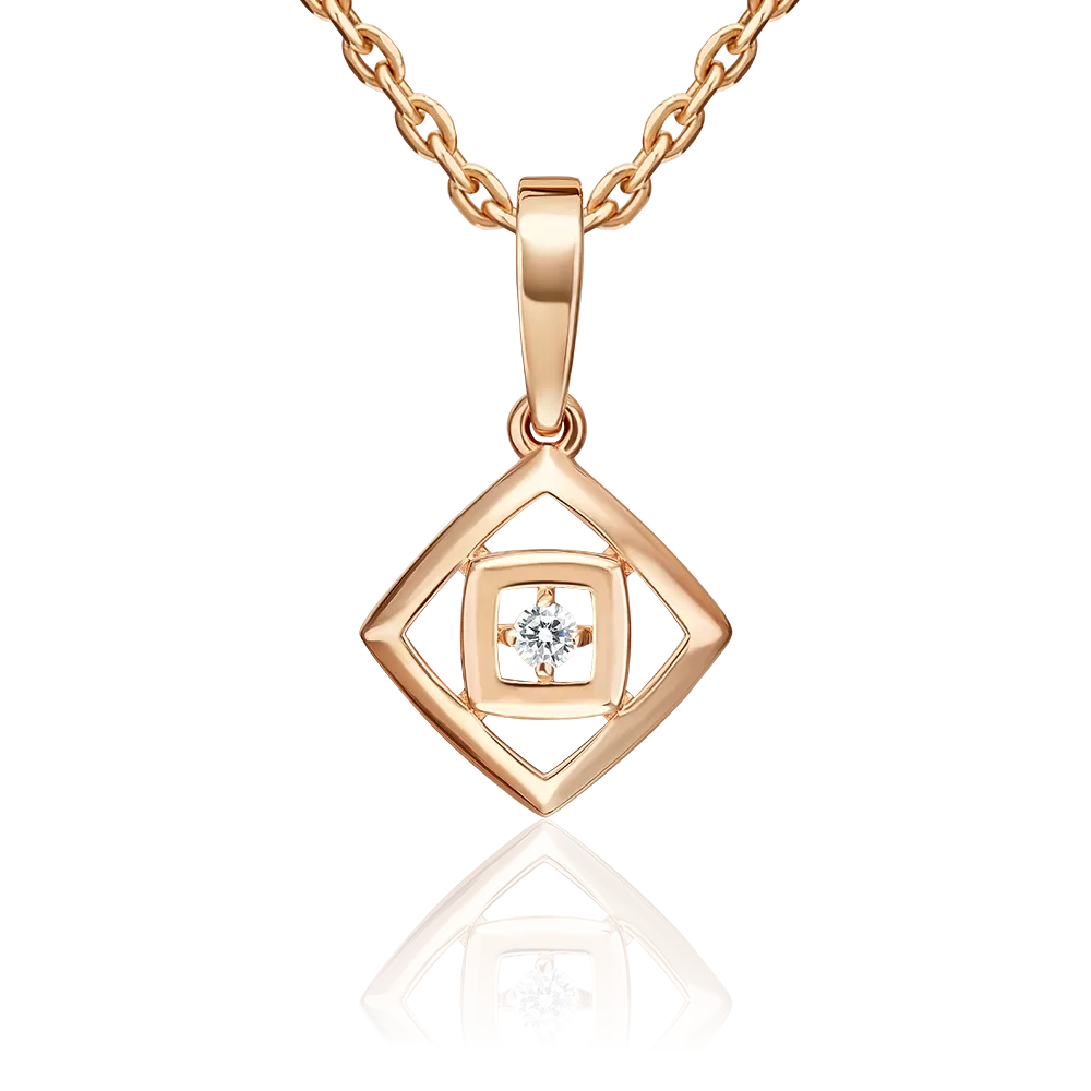 Подвеска из красного золота с бриллиантом 03-3711-00-101-1110