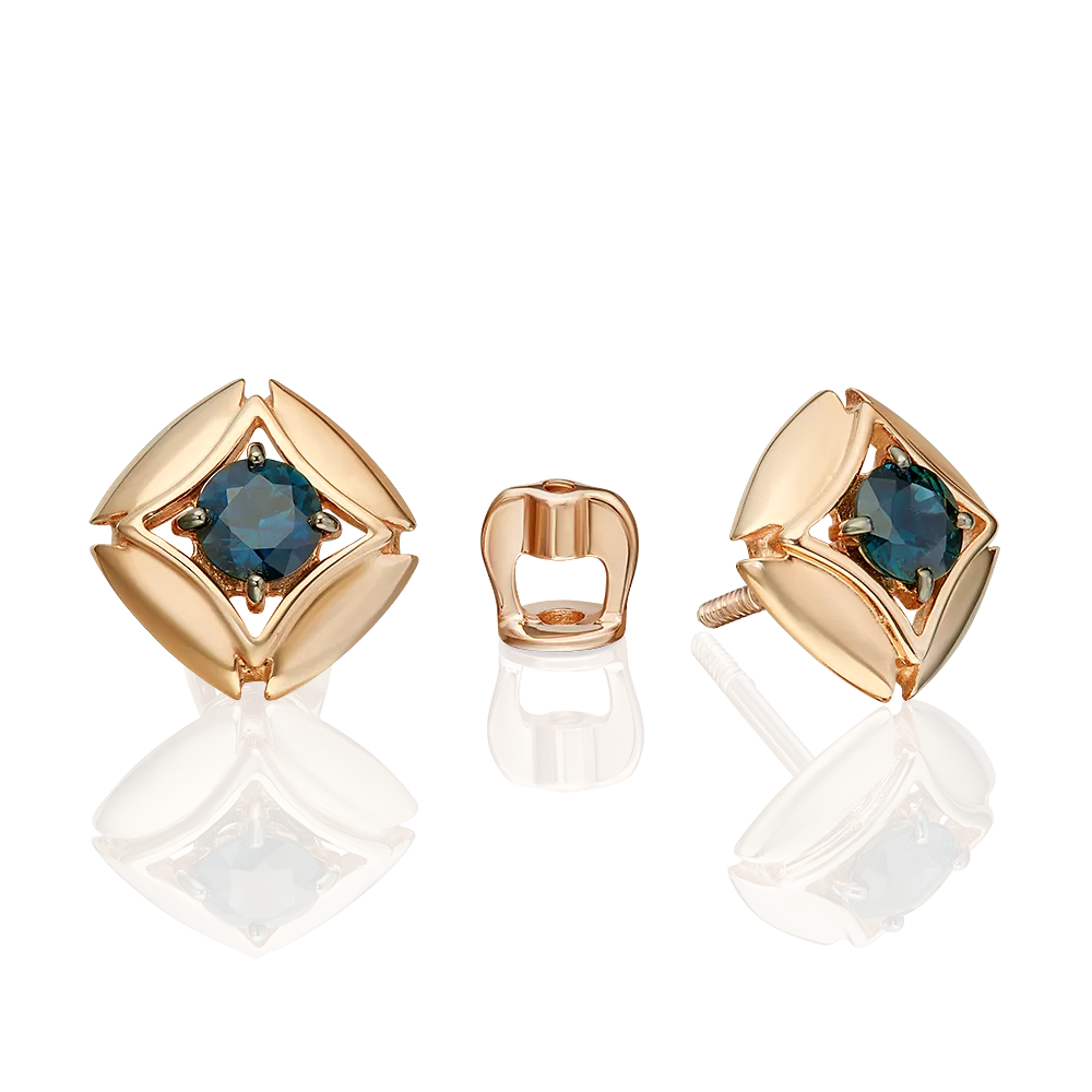 Серьги-пусеты из красного золота с сапфиром 02-5484-00-102-1110