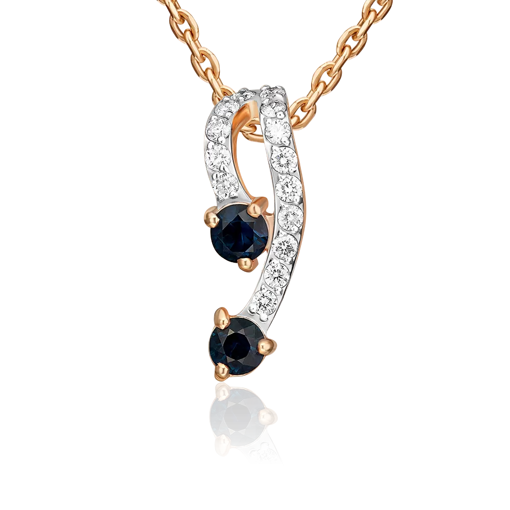 Подвеска-бегунок из красного золота с сапфирами и бриллиантами 03-0044-00-105-1110-30