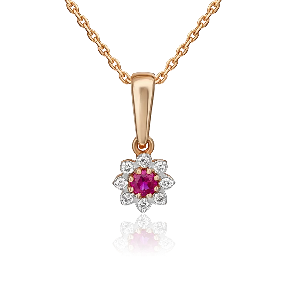 Подвеска из красного золота с рубином и бриллиантами 03-0042-00-107-1110-30