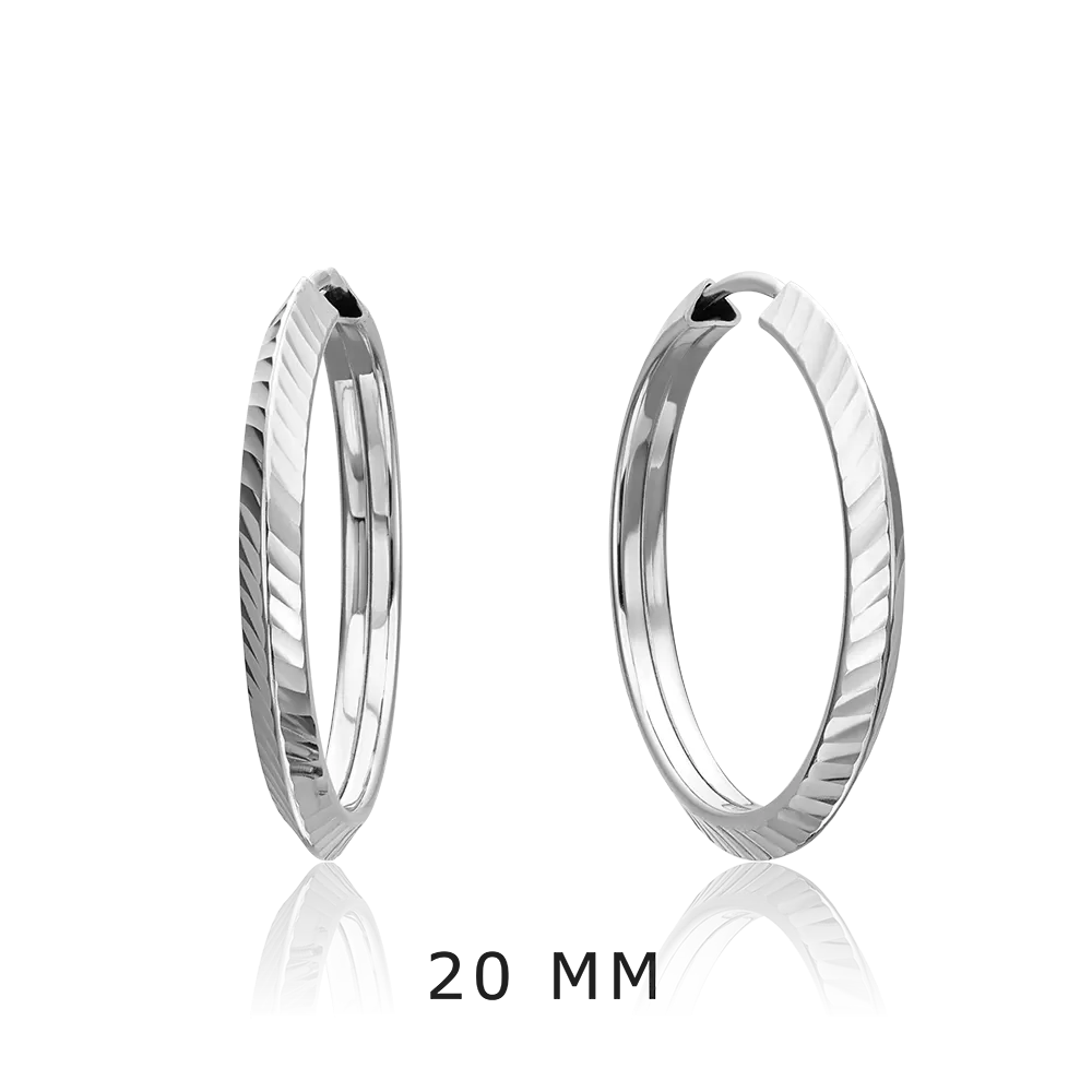 Серьги-конго из белого золота с алмазной гранью 02-0074-41-000-1120-19