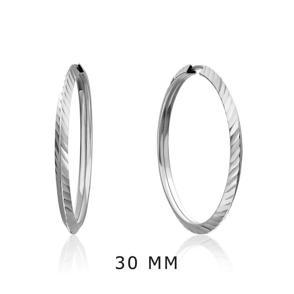 Серьги-конго из белого золота с алмазной гранью 02-0074-42-000-1120-19