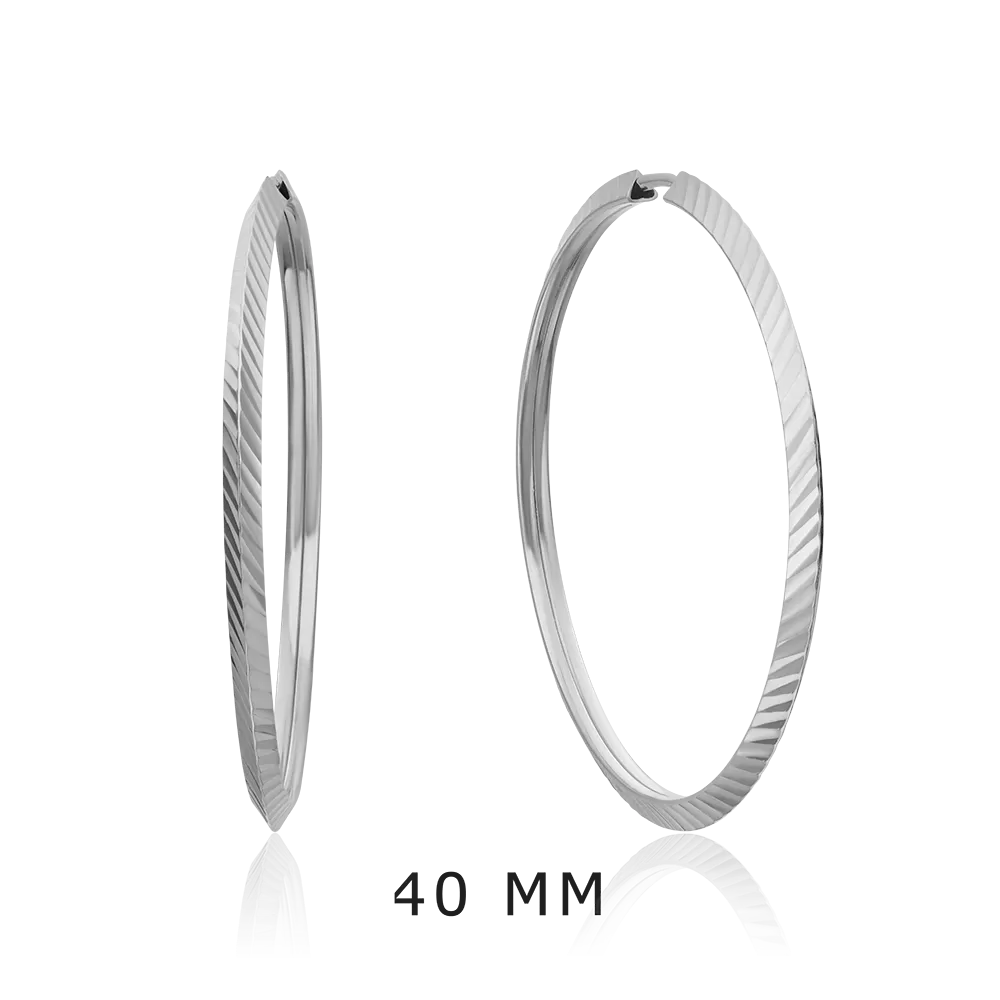 Серьги-конго из белого золота с алмазной гранью 02-0074-43-000-1120-19