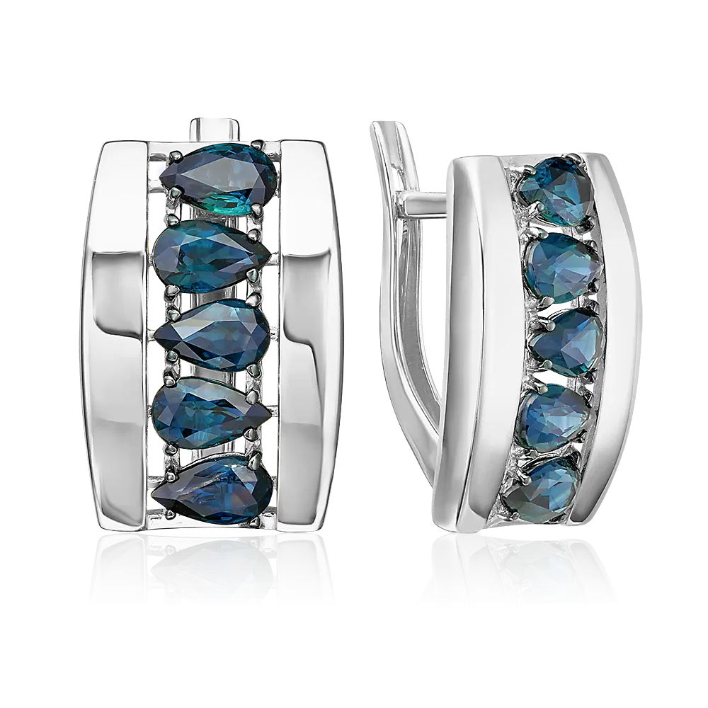 Серьги с английским замком из белого золота с сапфирами 02-5471-00-102-1120