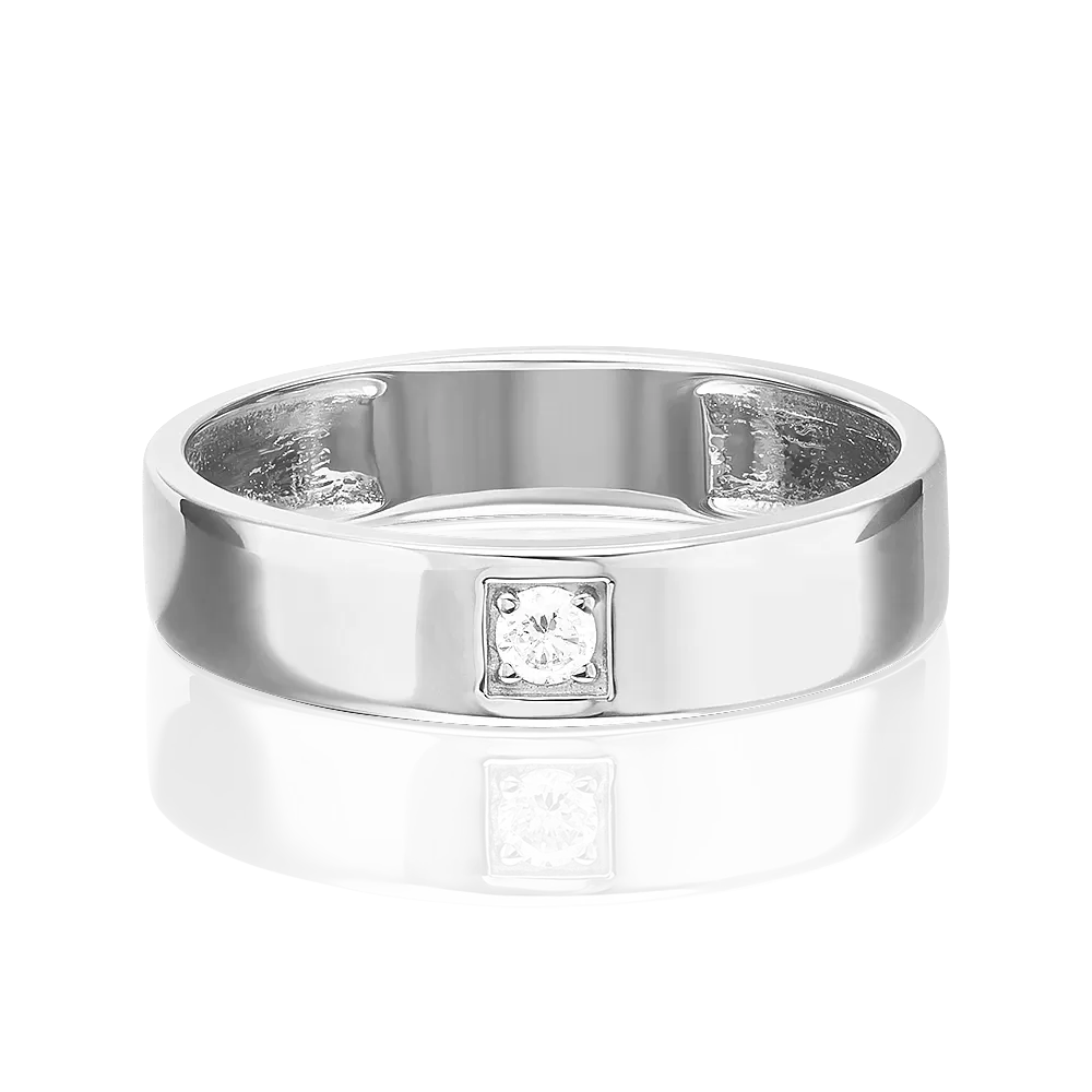 Обручальное кольцо из белого золота с фианитом 01-3400-00-401-1120-03