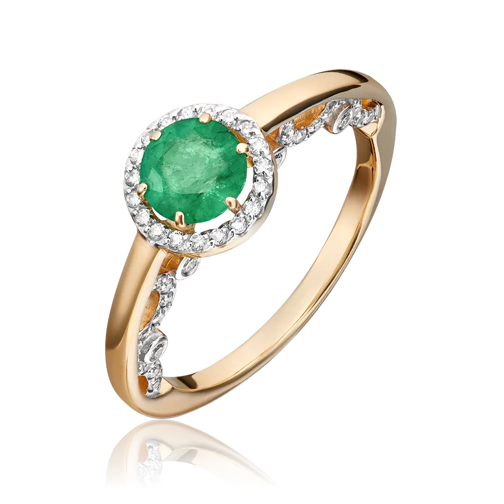 Кольцо из красного золота с изумрудом и бриллиантами 01-1431-00-106-1110-30