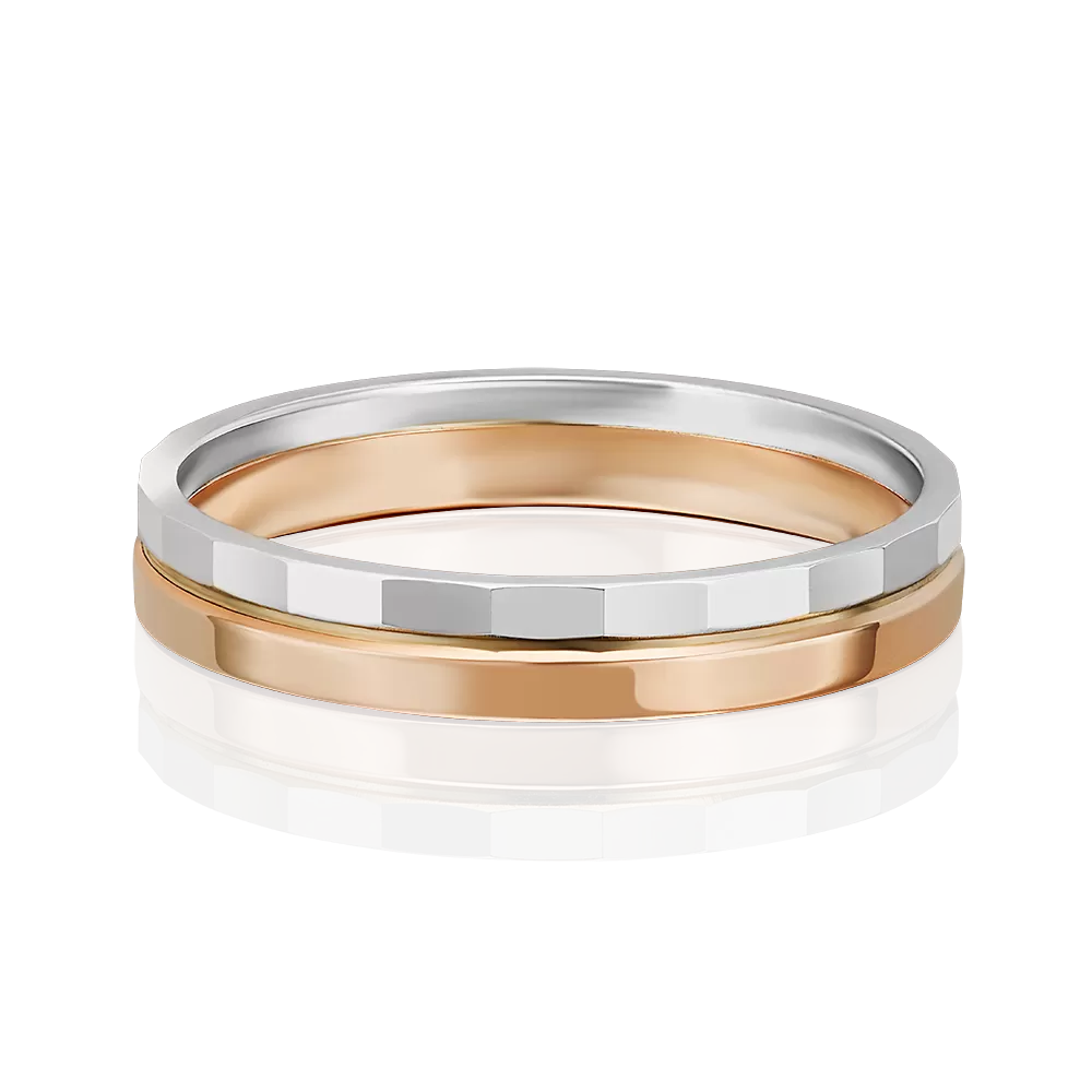 Обручальное кольцо из комбинированного золота с алмазной гранью 01-5678-00-000-1111