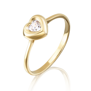 Помолвочное кольцо «Сердце» из лимонного золота с фианитом 01-4831-00-501-1130-38