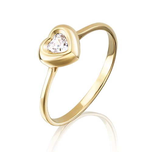 Помолвочное кольцо «Сердце» из лимонного золота с фианитом 01-4831-00-501-1130-38