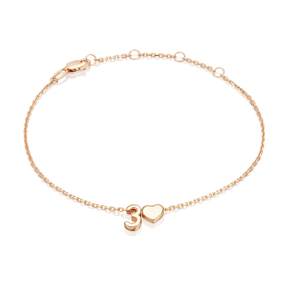 Браслет «Буква З» из красного золота 05-0858-З-000-1110