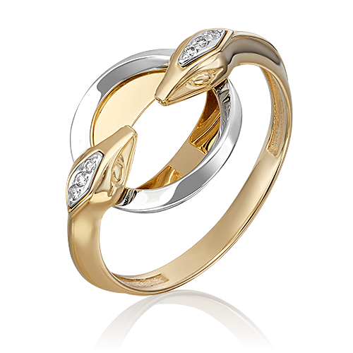 Кольцо «Змеи. Безграничность возможностей» из комбинированного золота с бриллиантами 01-5500-00-101-1121