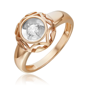 Кольцо из комбинированного золота c бриллиантом 01-5754-00-101-1111