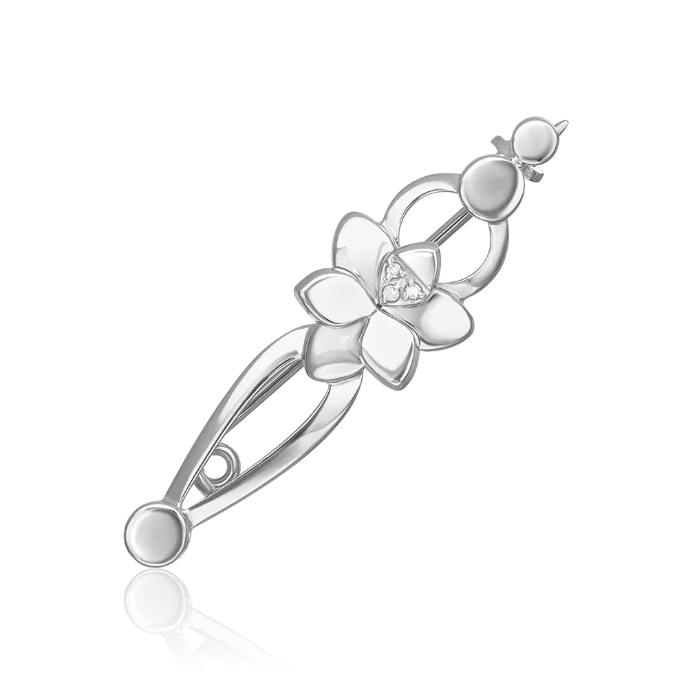 Брошь из белого золота с бриллиантами 04-0270-00-101-1120