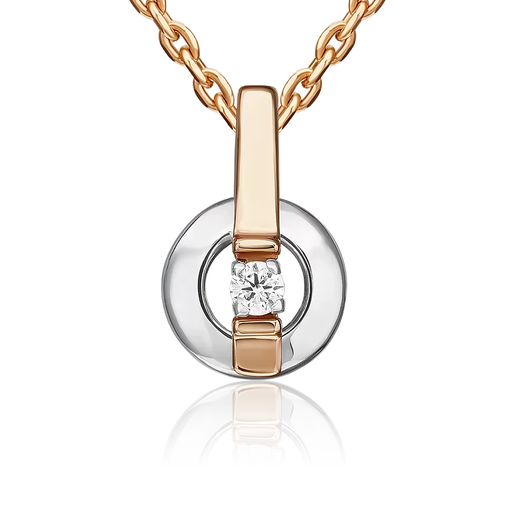 Подвеска из комбинированного золота с бриллиантом 03-3528-00-101-1111