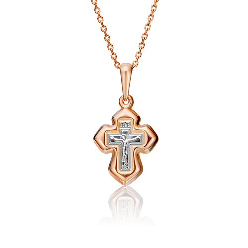 Православный крест из комбинированного золота 03-2247-00-000-1111-42