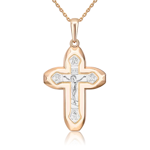 Православный крест из комбинированного золота 03-2221-00-000-1111-42