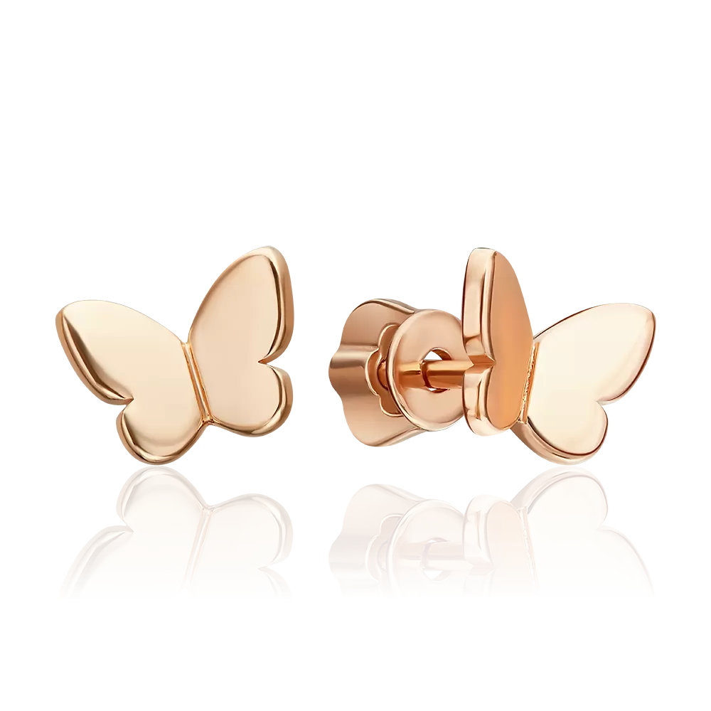 Серьги-пусеты «Бабочки» из красного золота 02-5662-00-000-1110