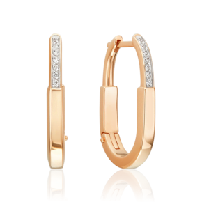 Серьги с английским замком из красного золота с фианитами 02-5549-00-401-1110